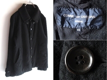 COMME des GARCONS HOMME コムデギャルソンオム 2010AW ウール縮絨 ニットリブ襟 ドンキーコート ジャケット XS 黒 ブラック PLUS DEUX_画像1