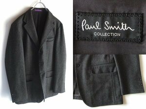 最高級ライン Paul Smith COLLECTION ポールスミス コレクション 変形ポケット ウールカシミヤ ストライプ テーラードジャケット XL 日本製