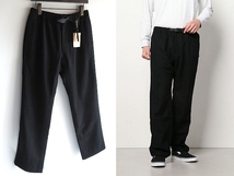 新品タグ付 GRAMICCI グラミチ 2020AW WOOL BLEND ST-PANTS ウェビングベルト ウールブレンド ストレートパンツ M 黒 ブラック_画像1