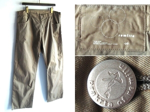 remilla レミーラ 片側ミニサイドポケット ギャバジン ワイド パンツ W36 カーキ 玉虫 大きいサイズ