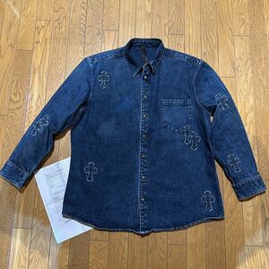 クロムハーツ Chrome Hearts LOOSEENDS LS CRS PATCH/ルーズエンド Lサイズ クロスパッチ装飾デニム長袖シャツ