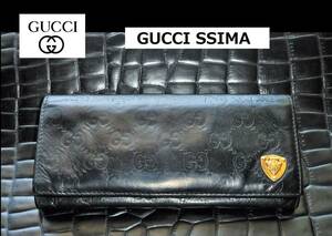 GU③ GUCCI SSIMA グッチ シマ 長財布 BLACK