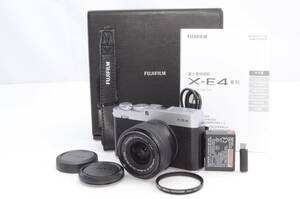 極上美品★FUJIFILM フジフイルム X-E4 レンズキット シルバー (XC15-45) ミラーレス一眼カメラ★元箱付き 10248