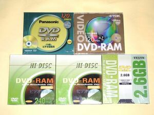 Y 10-5 нераспечатанный DVD-RAM суммировать 5 шт. комплект видеозапись для 2.6GB 1 листов 4.7GB 2 листов 9.4GB 2 листов 