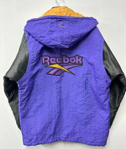 90's リーボック ビッグシルエット ナイロン ジャケット size S ビンテージ 90年代 パーカー レイカーズカラー