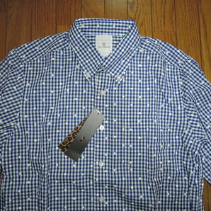 新品 uniform experiment ユニフォームエクスペリメント ギンガムチェックシャツ 3 青白系 ドット柄 L/S DOT PRINT B.D SHIRT 定価25000円の画像3