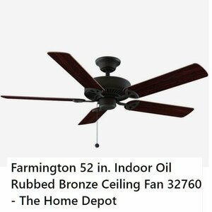 ■輸出訳あり品（新品）Hampton Bay Farmington 52インチシーリングファン　ブラウン系　5枚羽根　【C0913W1-1F-CNT】