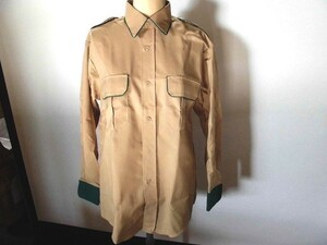 ◆新品未使用！送料無料！男性用長袖 Yシャツ Mサイズ　警備服　制服　作業着　ベージュ メンズ　PP-110【I1009A3】