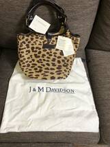 J&M Davidson ハラコ レザー レオバード ハンド バッグ 保存袋 タグ付き 国内正規店購入 英国製 イングランド製 レザー ハラコ_画像1