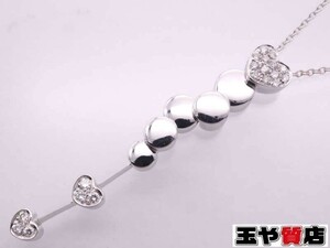 ポンテヴェキオ 美品 ダイヤ 0.21ct ハート 多数 デザイン ネックレス 750 K18WG ホワイトゴールド