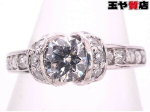 ダイヤ0.340ct ダイヤ0.35ct デザイン リング10.5号 pt900 プラチナ