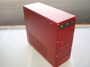 ジャンク自作PC　WiNDy赤いフルアルミPCケース MSI WindBoard DDR2-800 2GB*2メモリ GIGANIC増設 DVDマルチ FDD