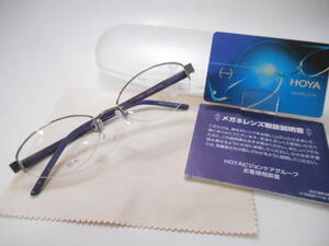 即決☆彡限界価格●HOYＡ薄型・非球面レンズ付き老眼鏡●婦人用ナイロールメタルフレーム・ライトグレー／パープル系