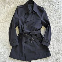 稀少LLサイズ!! 極美品 バーバリーブラックレーベル『不朽の名作』BURBERRY BLACK LABEL トレンチコート ロング丈 ノバチェック ベルト 黒_画像3