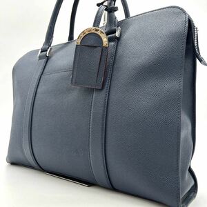 1円〜【超極美品】BVLGARI ブルガリ ブルガリマン トートバッグ ビジネスバッグ ブリーフケース A4収納可能 レザー ネイビー 紺 青 メンズ