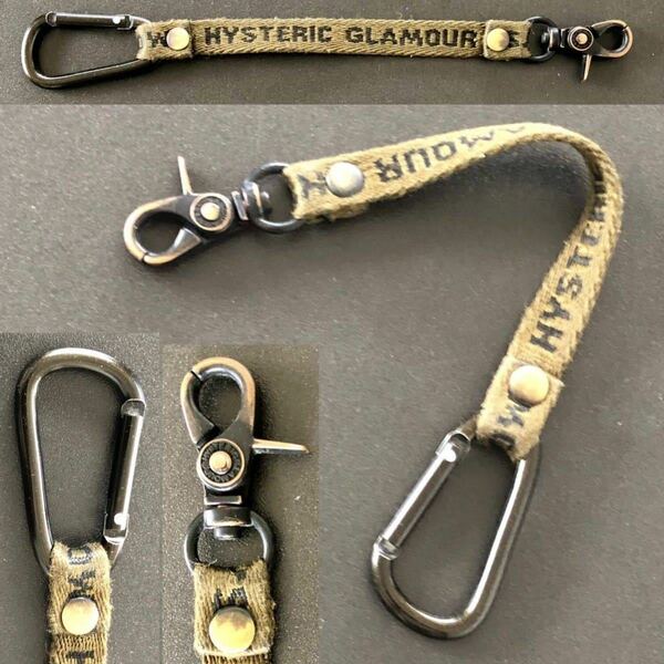 カーキ★HYSTERIC LOGO カラビナ ウォレットコード HYSTERIC GLAMOUR★キーホルダー アクセサリー ナスカン チェーン ヒステリックグラマー