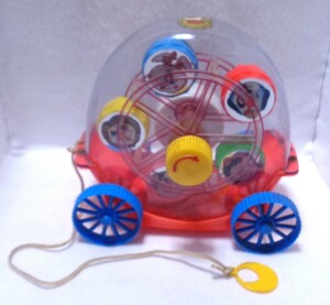 ★レトロ☆TOY★珍品「MUSICAL CIRCUS WAGON 1970年代もの 稼働確認済 音なります 箱に痛みあり 21×24×16cm」 当時物 ビンテージ 現状渡