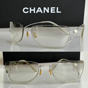 希少!!CHANEL シャネル 4053-H c103/6I 62 17 シルバー リムレス パール フレーム グラデーション ミラー レンズ サングラス 