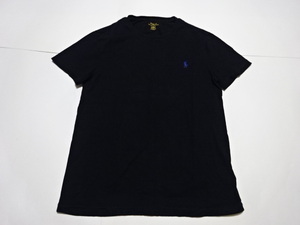 ●POLO RALPH LAUREN ポロ ラルフローレン 半袖Tシャツ S 黒×青刺繍●1023●