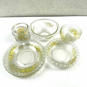 PYREX 食器 17点セット 花柄 黄色 ガラス パイレックス 北E3