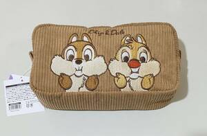  Disney chip . Dale corduroy embroidery pouch Brown prize 