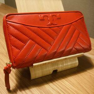 ★美品★ TORYBURCH トリーバーチ 長財布 ラウンドファスナー サイフ ウォレット ジップ レザー 本革 赤 RED レッド ソフトレザー