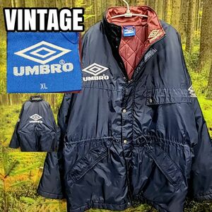 90s 90年代 ビンテージ アンブロ UMBRO 濃紺 ヨーロッパ 青タグ 刺繍 ジャケット 中綿 EURO ユーロ