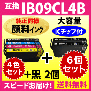 IB09CL4B 4色セット+黒2個 6個セット〔純正同様 顔料インク〕大容量 エプソン プリンターインク 互換インク IB09KB CB MB YB