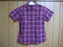 ▽♪ mont-bell モンベル 半袖 チェックシャツ 赤/チェック M_画像1