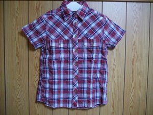 ▽♪ Foxfire フォックスファイヤー 半袖 チェックシャツ 赤/チェック M