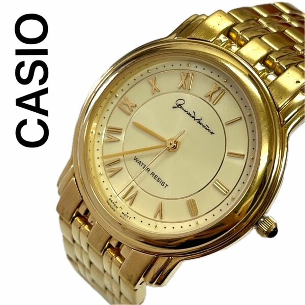 稼働　美品　CASIO メンズ腕時計　ゴールド　ローマン　カシオ　ドレスウォッチ　メンズ　クォーツ　