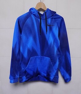 ナイキ DRI FIT　濃淡青グラデーション　裏起毛フード付きトレーナー S　（官X7）