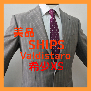 美品 シップスValdistaro 段返り3ボタン薄ブラウンストライプスーツ(42) 定価121,000円 SHIPS｜114