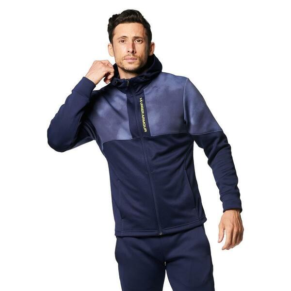 即決新品 LGサイズ UNDER ARMOUR パフォーマンス ニット ジャケット 上下セット セットアップ ネイビー アンダーアーマー