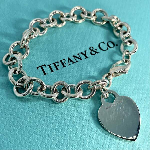 ティファニー ハート タグ チェーン シルバー ブレスレット Tiffany 腕周り17㎝ ★445