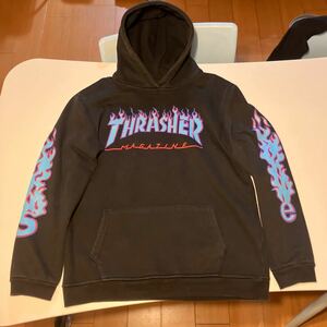 旧タグ THRASHER スラッシャー スウェットパーカー サイズXL ブラック