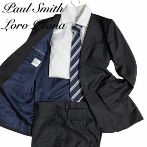 【大人の色気】ポールスミス Paul Smith ロロピアーナ　Loro Piana SOHO ブラック　スーツ　セットアップ　L〜LLサイズ　シルク混　花柄