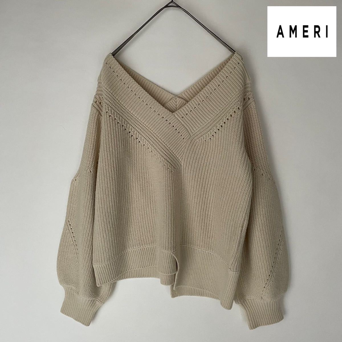 AMERI UND 2WAY YARN LACE UP KNIT TOP アメリヴィンテージ ハイネック