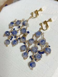 ハンドメイド ピアス 14kgf 天然石 azul zara ヴィンテージ 素材 サイケ レトロ リメイク 