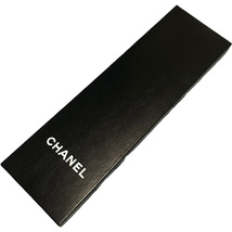 シャネル CHANEL ネクタイ CHANELロゴ 斜めストライプ ゴールドチェーン グレー シルク 未使用_画像2