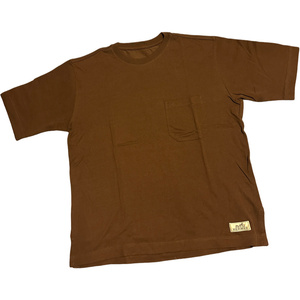 エルメス HERMES 半袖Tシャツ ネイビー 胸「H」ロゴ コットン100％ サイドスリット ロゴタグ Tシャツ ブラウン 未使用