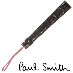 Paul Smith レザーストラップ ダークブラウン×ピンク系 バイカラー 本物保証