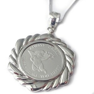 PT999.5 platinum enzeru coin gold coin 1/25oz twist pattern frame * pendant necklace 45cm[ gift wrapping ending ]/ free shipping 
