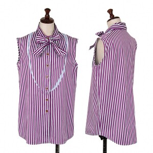  Vivienne Westwood red label stripe front Layered design sleeveless shirt white purple 40