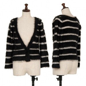 joru geo Armani GIORGIO ARMANI Anne gola.. shaggy knitted cardigan black gray M rank 