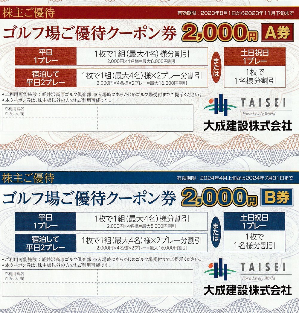 Yahoo!オークション  大成建設株主優待の落札相場・落札価格