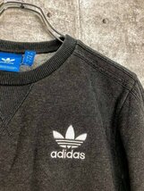 ADIDAS アディダス メンズ トレフォイルロゴ刺繍 裏起毛 スウェットトレーナー S ダークグレー_画像3