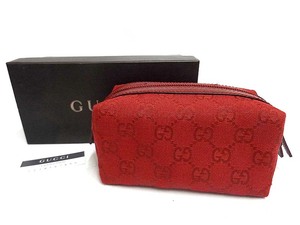 未使用品 GUCCI グッチ GGキャンバス コスメポーチ 29596 レッド 化粧ポーチ