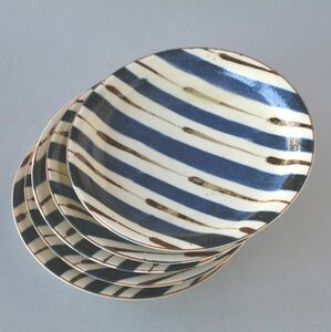 中皿 小皿 5枚 藍縞 取り皿 伝統的な和柄