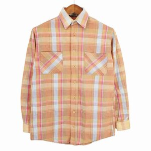 80年代 BIG MAC ビッグマック ヘビーネルシャツ 長袖シャツ チェック柄 オレンジ系 (メンズ M) 中古 古着 O5117